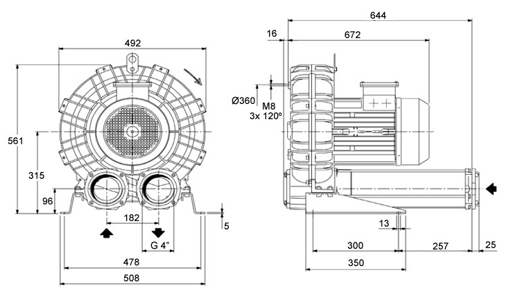 Rozměry vývěvy K09-MD MOR 3G/D