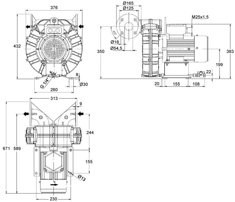 Rozměry vývěvy K06-MS MOR 4,0 // 2G