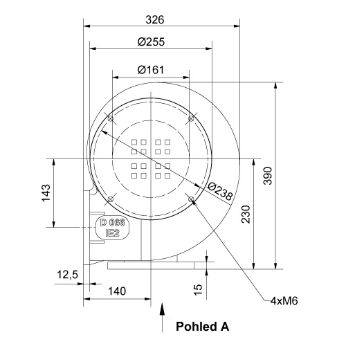 Rozměry ventilátoru D 066