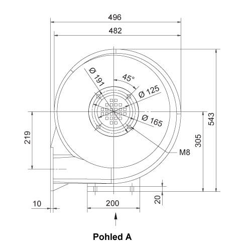 Rozměry ventilátoru RD 5