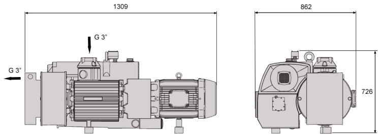 Rozměry vývěvy R5 RA 0400 C