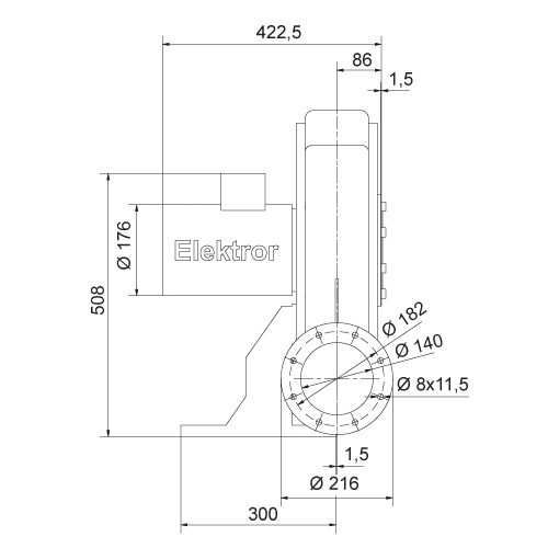 Rozměry ventilátoru RD 64