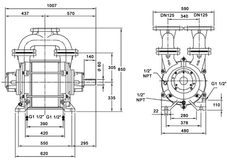 Rozměry vývěvy DEX 1200