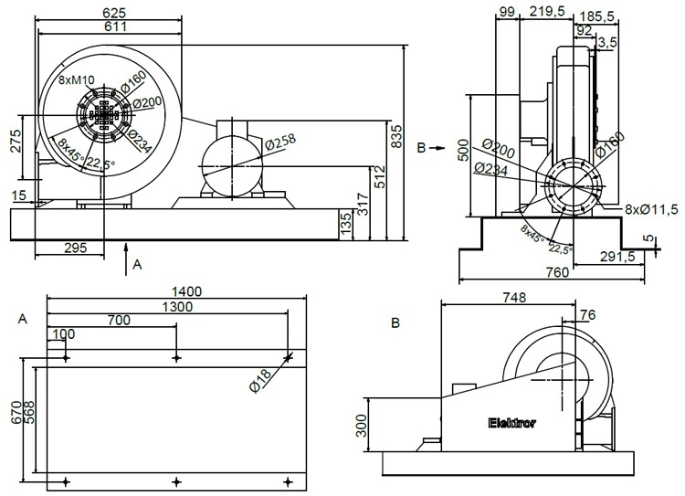 Rozměry ventilátoru HRD 7/12