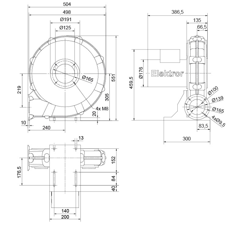 Rozměry ventilátoru RD 5 F