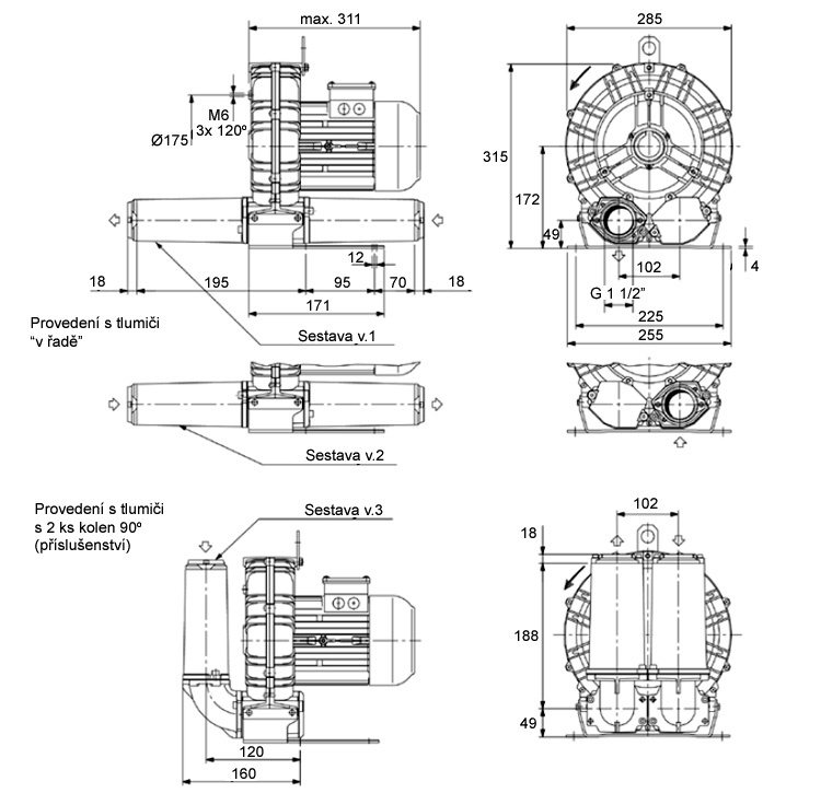 Rozměry vývěvy K04-MS MOR // 3G/D