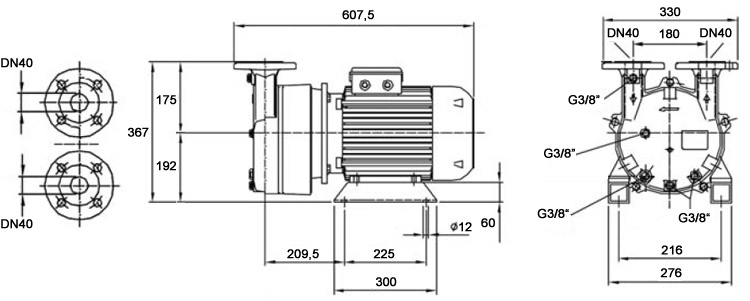 Rozměry vývěvy MEX 150