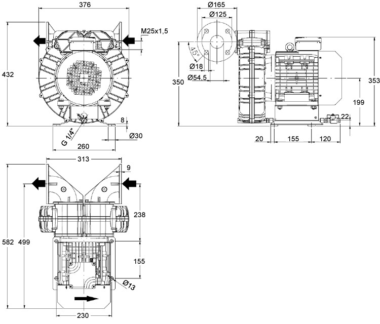 Rozměry vývěvy K06-MS MOR 3,0 // 2G/3G