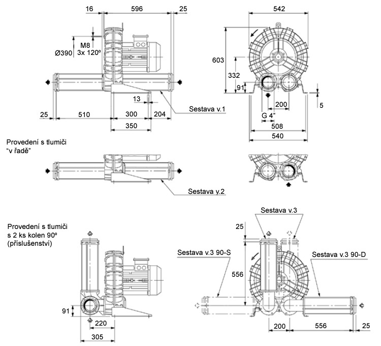 Rozměry vývěvy K11-MS MOR // 3G/D